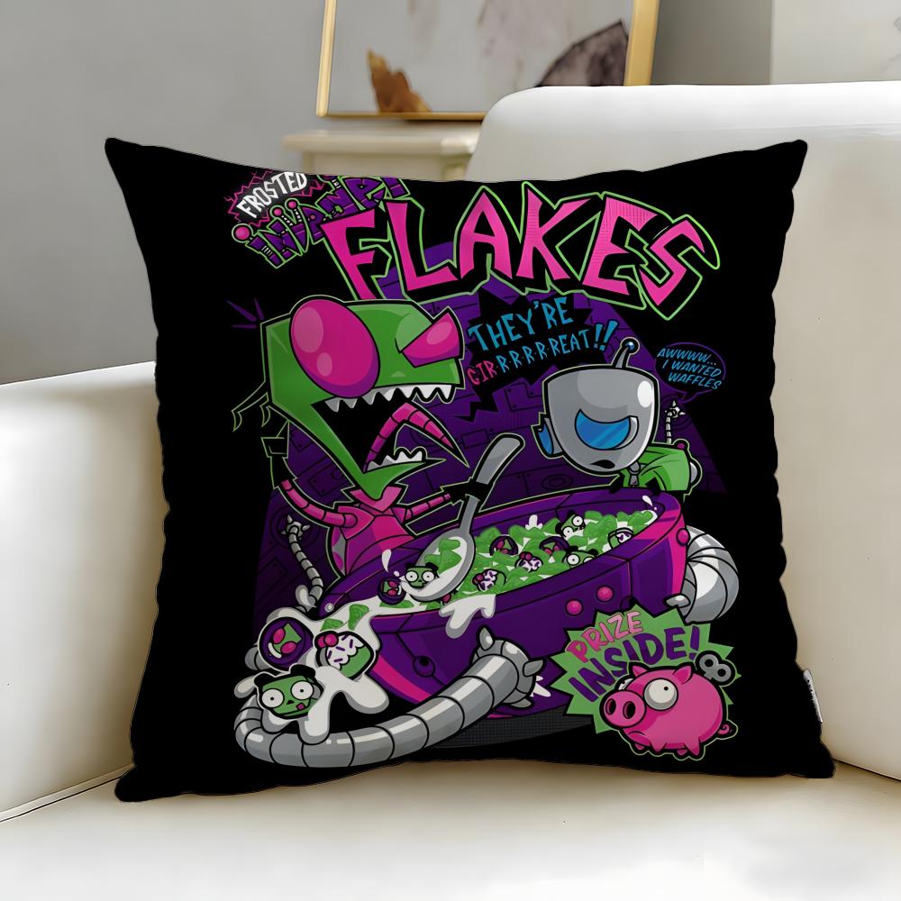 Classic Animated Series Invader Zim Cushion Cover Soft & Easy-Wash Pillow Case – Versatile for Couch, Bed, Travel and Office