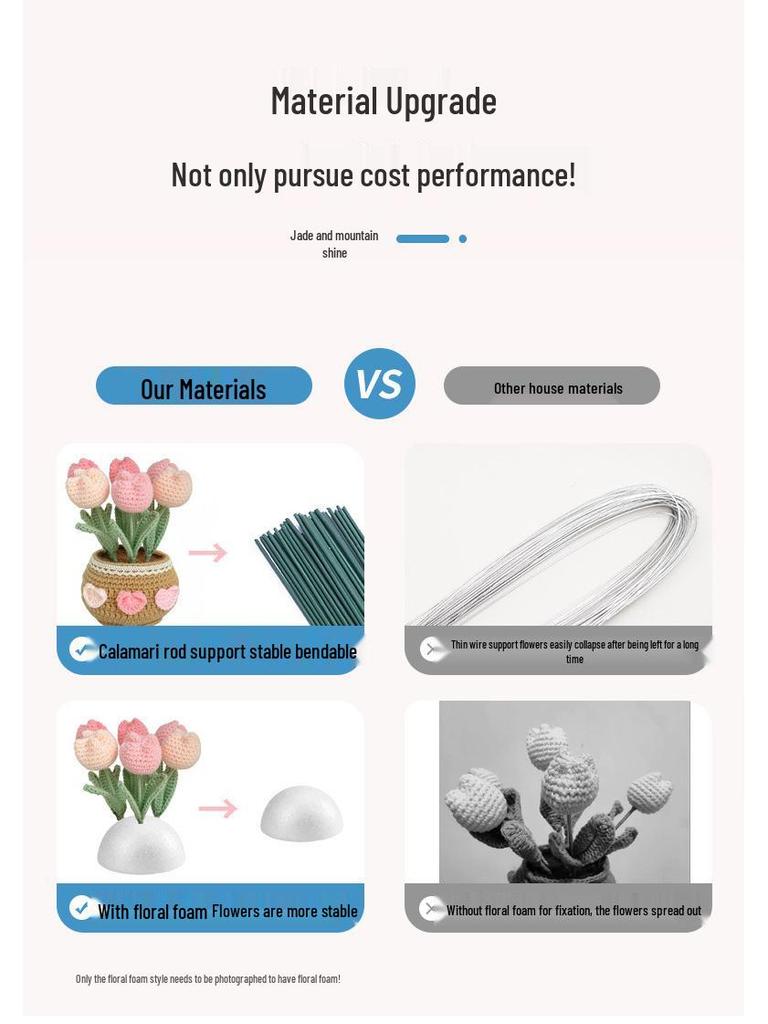 Crochet Tulip & Daisy Potted Bouquet Kit - Yarn Flowers & Ornaments