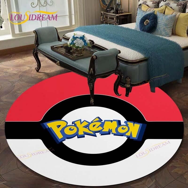 Kulatý koberec do obývacího pokoje Koberce Ložnice Děti Koberec s Pikachuem Koupelnová předložka Kreslený potisk Pokemonů Podložka na podlahu Koberec do dětského pokoje