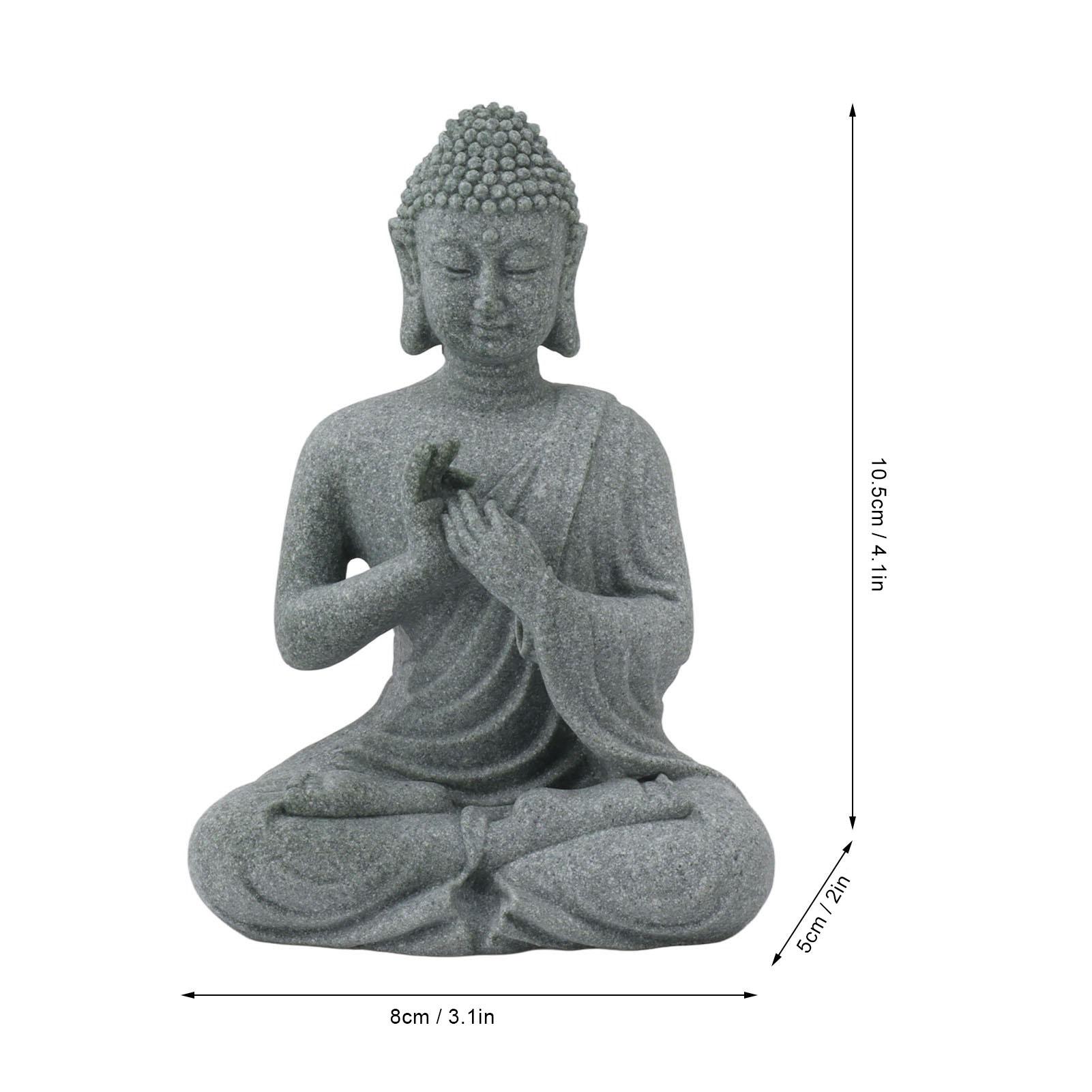 

Buddha Statue Ornament Green Sandstone Sculpture Buddhist Sitting Figurine Decoration for Home Living Room Meditation Rooms