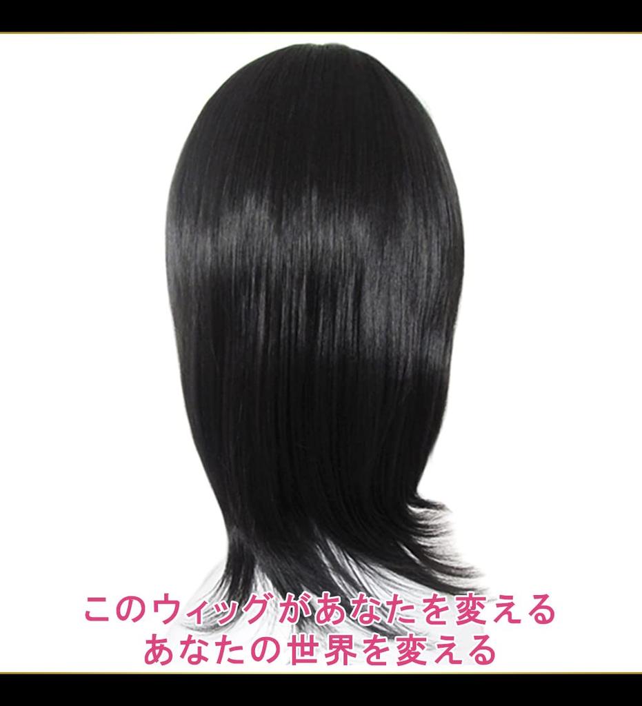 CaseEden Cosplay Wig, Medium, 45cm, Heat-Resistant, Black Hair, Includes 2 Wig Nets