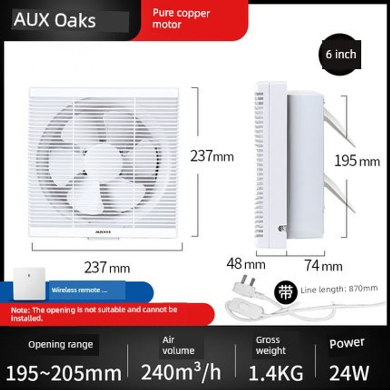 No-Drill Exhaust Fan for Kitchen Windows, No-Installation Exhaust Fan, Powerful Window-Mounted Ventilation Fan