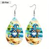 Summer Beach Dwarf/Big Turtle Pattern PU Faux Leather Earrings Trendy Female Earrings Vacation Casual Earrings Classic Water Drop Earrings