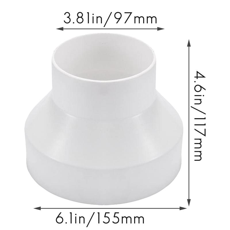 Ventilation Pipe Reducer Adapter Pipe Air Duct Adapter Pipe Connector for Inline Ventilation System(150-100mm)