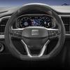 Suitable for Seat Sports Suede Steering Wheel Cover, Split Snap-On Type, Non-Slip and Durable, for Ibiza, Arona, Leon Sportstourer, Ateca and  ujm690