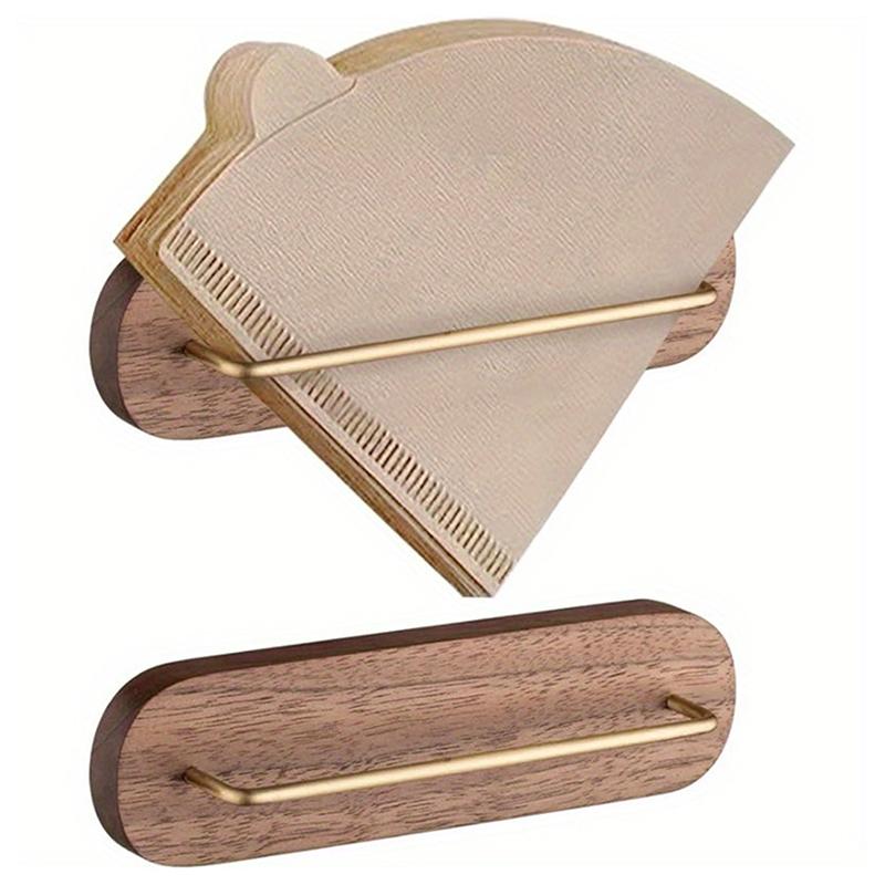 Dřevěný držák na kávové filtry Nástěnný úložný kontejner na kávové filtry Dávkovač kávových filtrů Pro držák filtrů ve tvaru V