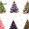 No Glue Seasonal Window Art 6Pcs Colorful Christmas Tree Snowflake Static Sticker, PVC Cling, Removable Decal Decorative Glass Stickers for