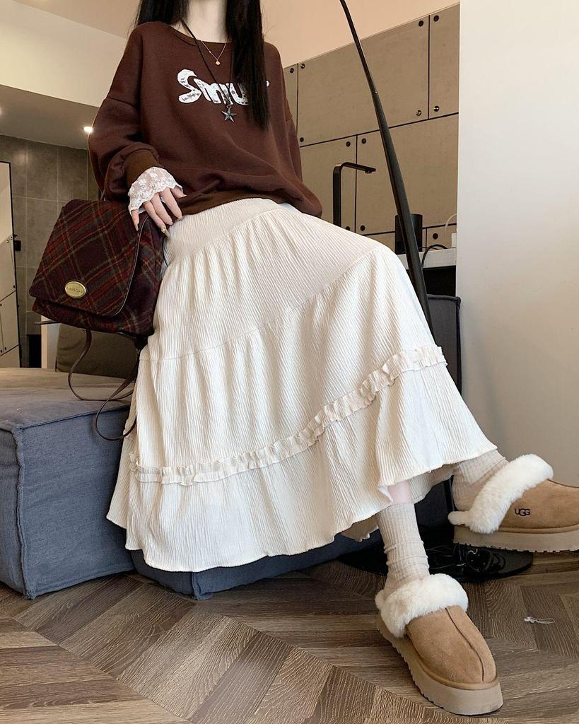 2025 High Waist Corduroy A-Line Mid-Length Skirt for Women - Autumn/Winter Collection