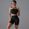 New One-piece Sports Bra With Anti Slip, Anti Glare, Strapless Yoga Suit Set, Base, Fitness Shorts Two-piece Set