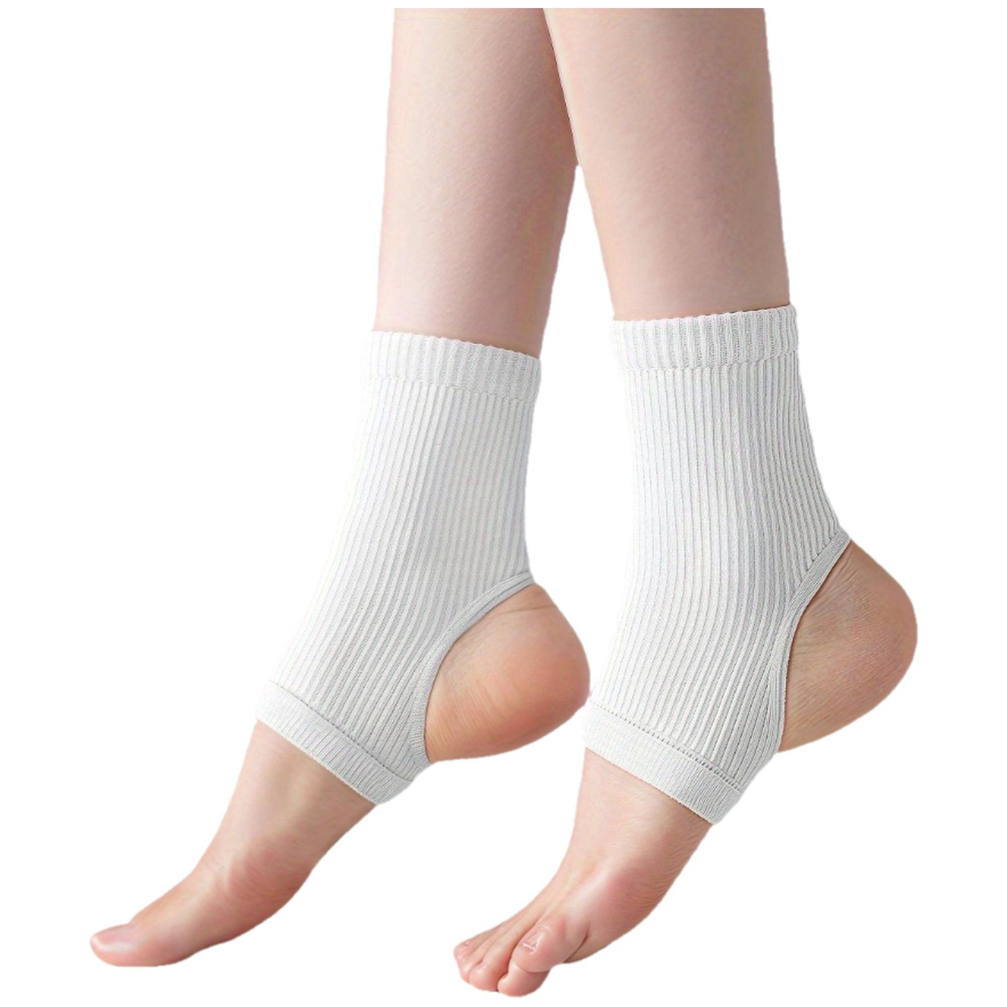 

2pcs Compression Ankle Support Socks - Knitted Ankle Braces for Men and Women - Breathable, Moisture-Wicking Yoga Socks one size білий