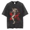 Baki Print Vintage Baumwoll-T-Shirt Herren Damen Sommer Lässig Übergroß Streetwear Fitnessstudio Workout Training Kurzarm Grafik-T-Shirt