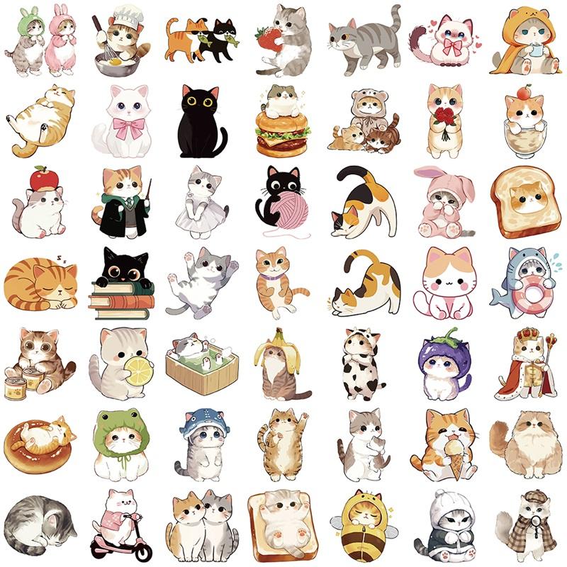 10/30/50PCS Cute Fat Cat PVC Sticker Aesthetic DIY Decoration Scrapbooking Children's Stationery School Supplies for Kids