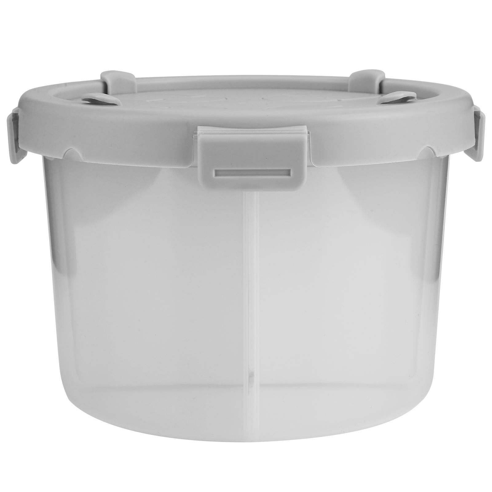Food Storage Box Grains Containers Semitransparent 4 Compartment Holder Tray for KitchenSmall Grey (1.8L)
