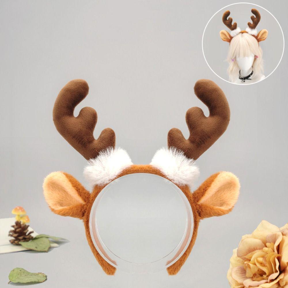 Plush Deer Ear Headband Antler Ear Detail Cosplay Hair Hoop  Dress Up
