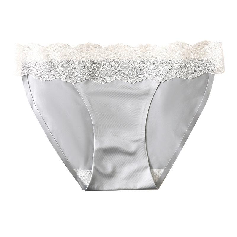 Women's Sexy Lace Trim Seamless Satin Panties - Pure Desire Style 2025