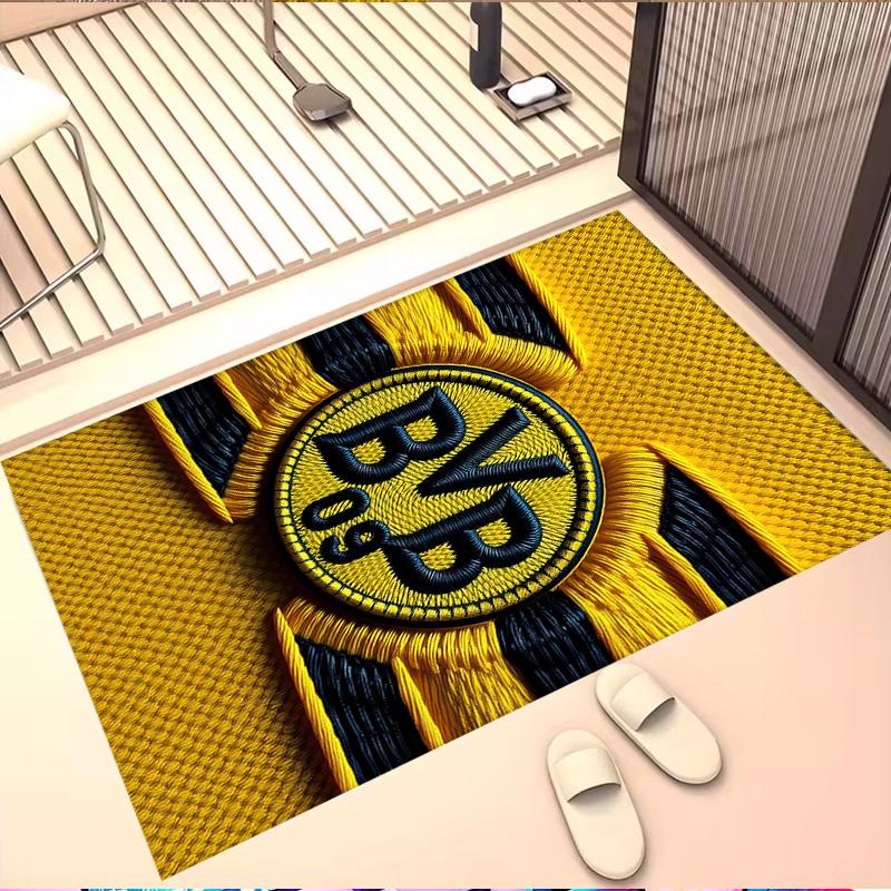 Kober s potiskem Borussia Dortmund, Omyvatelný podlahový koberec, Do předsíně, Koleje, Prádelny, Kanceláře, Pracovny, Bytový dekor, Dárek k narozeninám, Vánocům