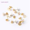 18K Gold Plated Brass Metal Blank Post Earring Studs Base Pins Ear Post with 8/10/12MM Pad DIY Earring Jewelry Making Supplies