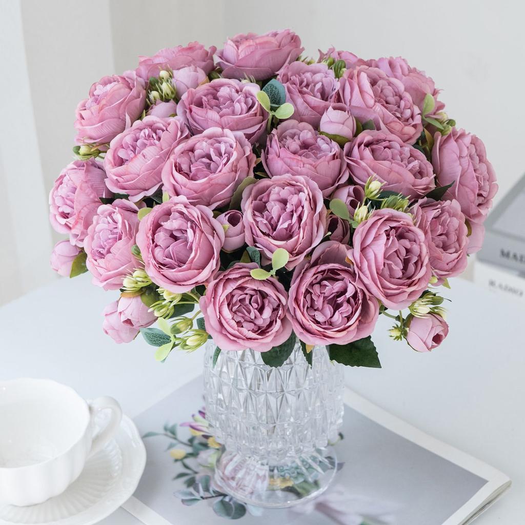 Artificial Flowers Silk Rose Outdoor UV Protection Wedding Party Bridal Bouquets Home Garden Room Yard Decorations Diy Gifts Box