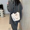 Metal Chinese Style Plush Bucket Bag Fleece Winter Shoulder Bag Versatile Crossbody Bag  Daily