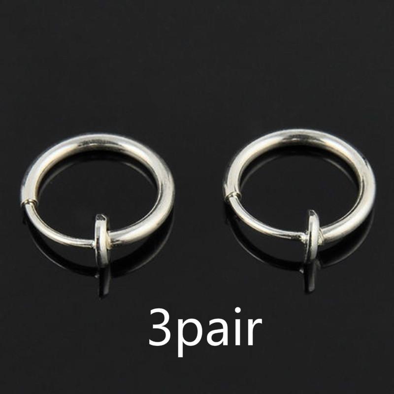 Kjendis 3 par Falsk Nese Lepper Ring Fjærklemme Hoop Øredobb Unisex Piercing Septum