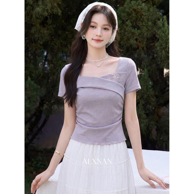 Lù Xiàng Nán Women s Purple Short Sleeve T-Shirt M