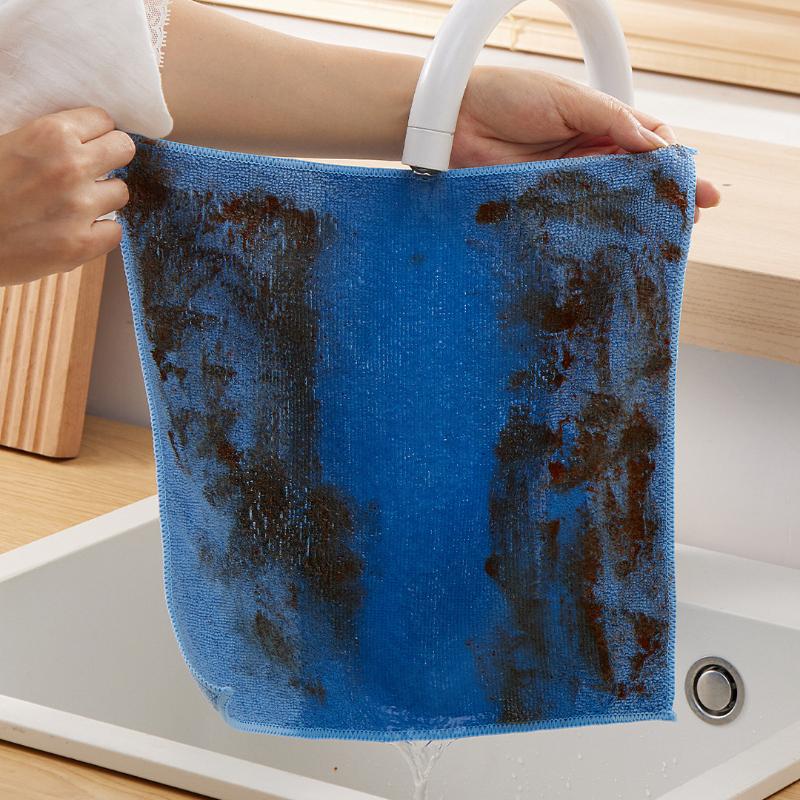 Household Dishcloth Multifunctional Kitchen Dishwashing Cloth Car Wash Cloth Solid Color Scouring Cloth