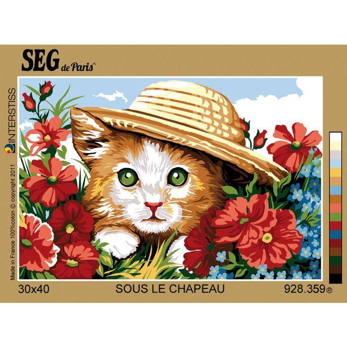 Canevas antique Sous le chapeau 30x40cm