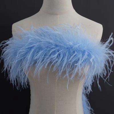 Boa de penas de avestruz de 1 camada 13-15CM de comprimento Penas Guarnições para Artesanato Vestido de Festa Costura Decoração plumas Fita 2 Metros Multicolorido