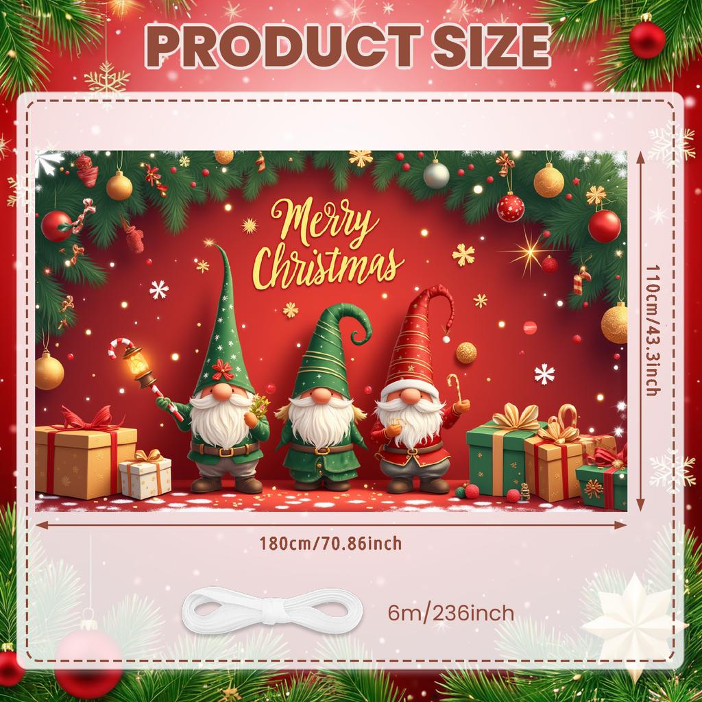 Photo Prop Cozy Design Santa Claus Banner Festive Decor Colorful Lights Christmas Banner For Home Decoration Event Decor Indoor
