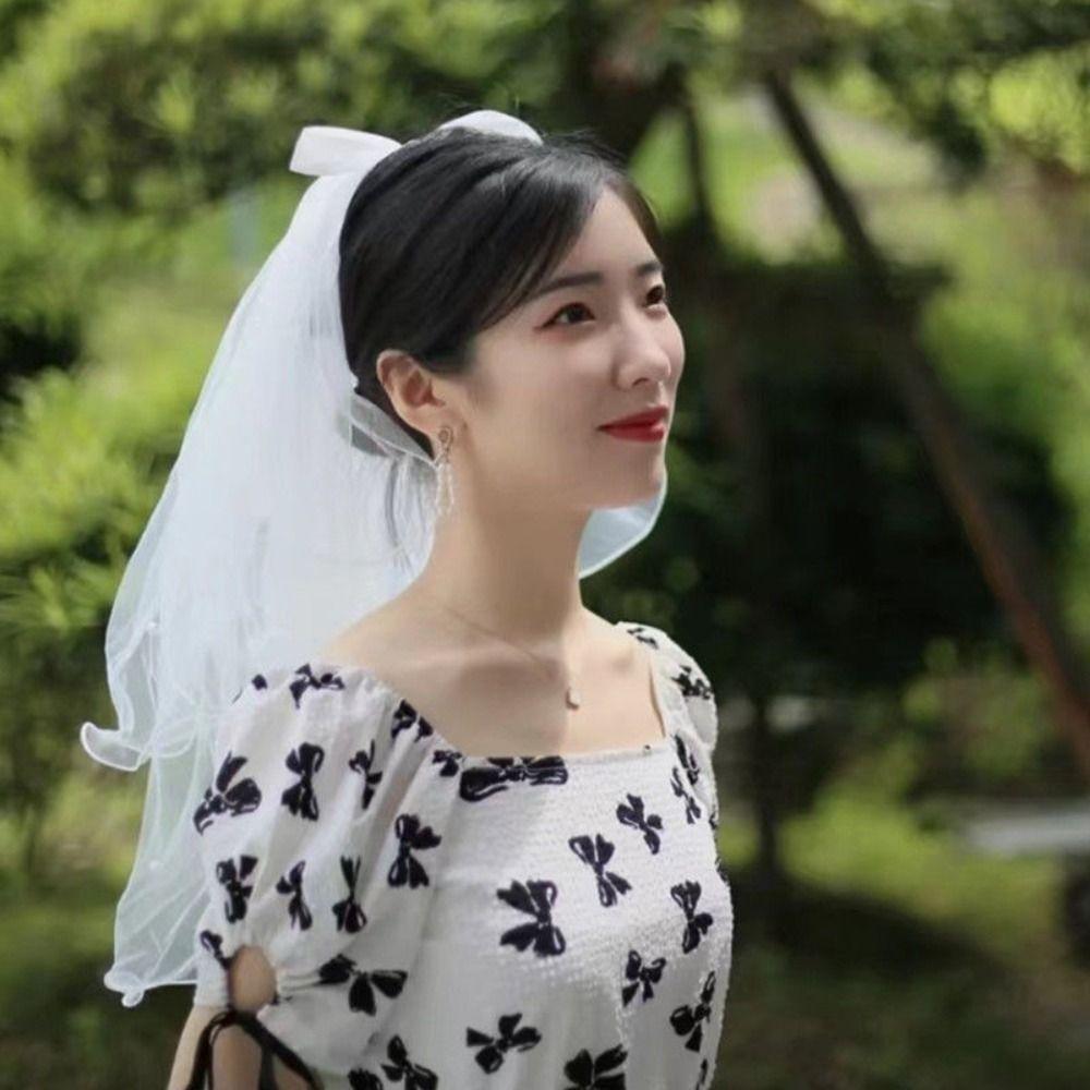 Flower Bridal Veil Pearl Wedding Gauze Wedding Marry Veil  Bride Accessories