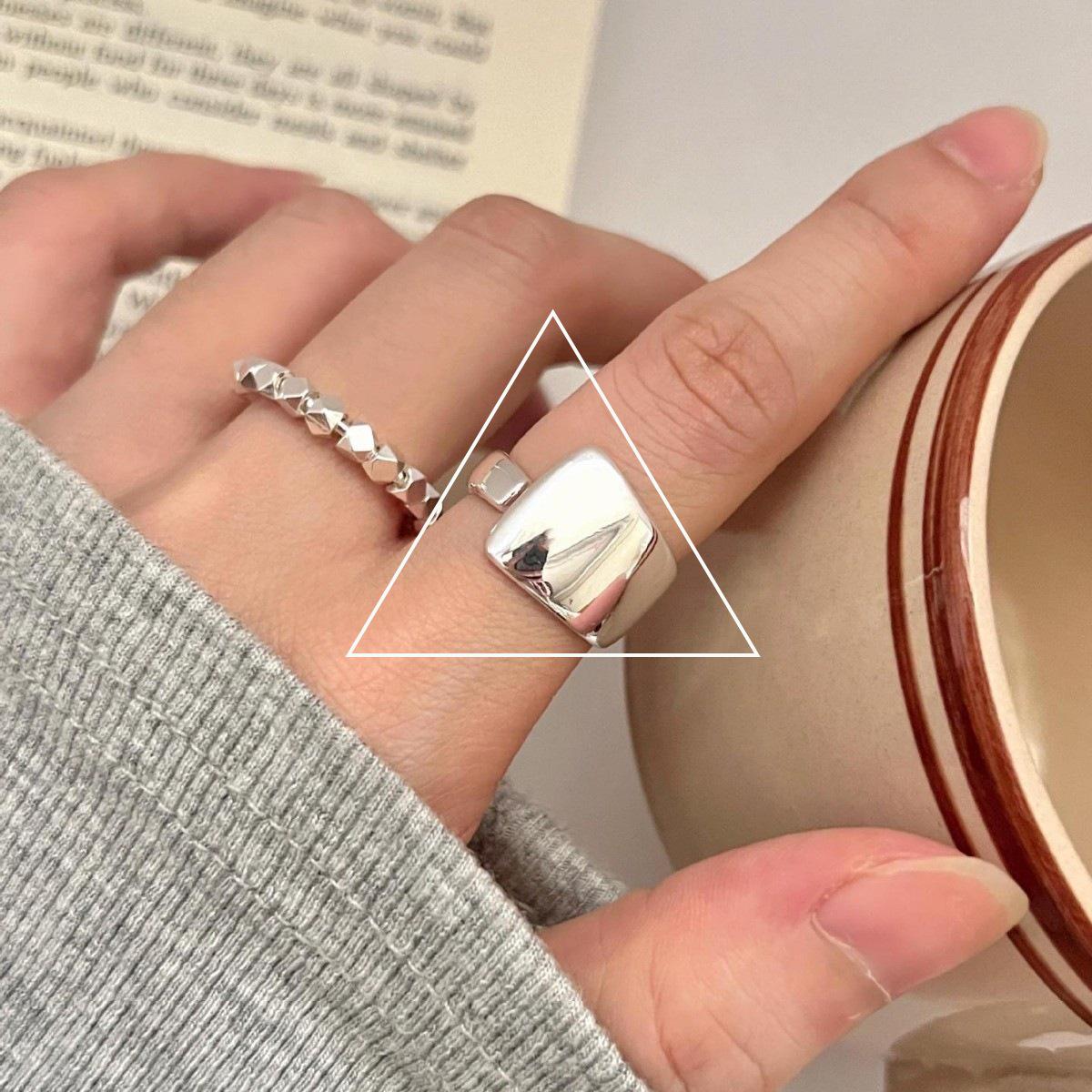 Irregular Silver Fragment Geometric Ring for Women – Fashionable, Stackable, and Individualistic Index Finger Open Ring. Adjustable Open