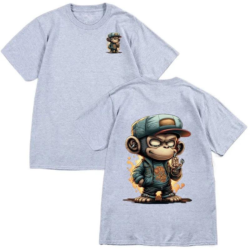 Men's Animal T-Shirt Hip Hop Monkey Print Everyday Versatile Everyday Casual Short Sleeve European Size T-Shirt Street Harajuku