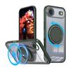 KEYSION Shockproof Matte Transparent Case for MagSafe for iPhone 17 17 Air 360° Rotating Magnetic Ring Stand Phone Back Cover