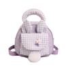 Modische Kawaii Mädchen Nylon Mini Rucksack Leicht Karomuster Cartoon Hase Damen Umhängetasche Handtasche