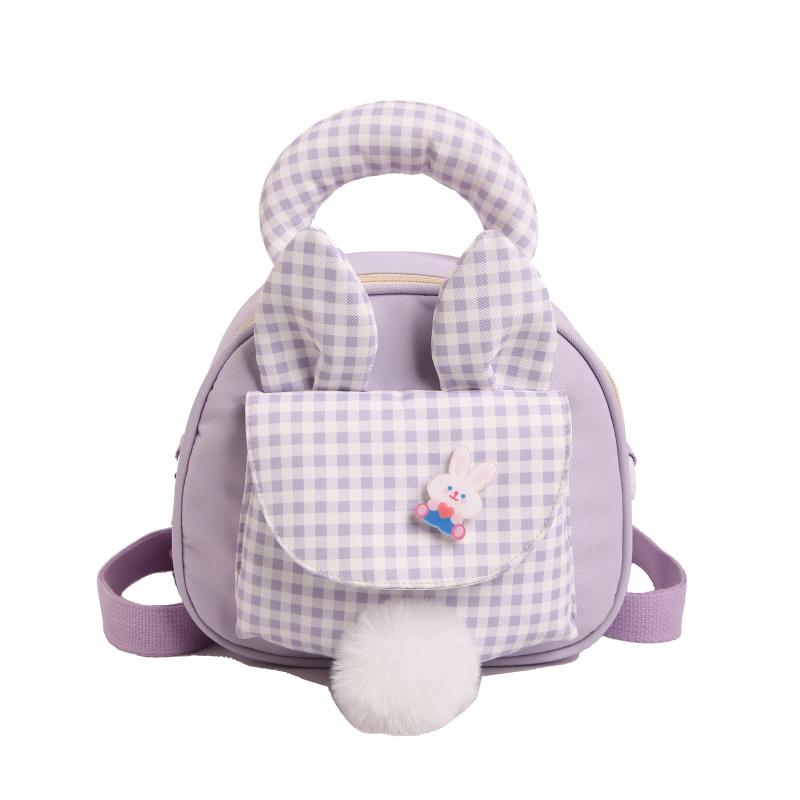 

Fashion Kawaii Female Girls Nylon Mini Backpack Lightweight Gingham Cartoon Rabbit Ladies Crossbody Shoulder Bag Purse