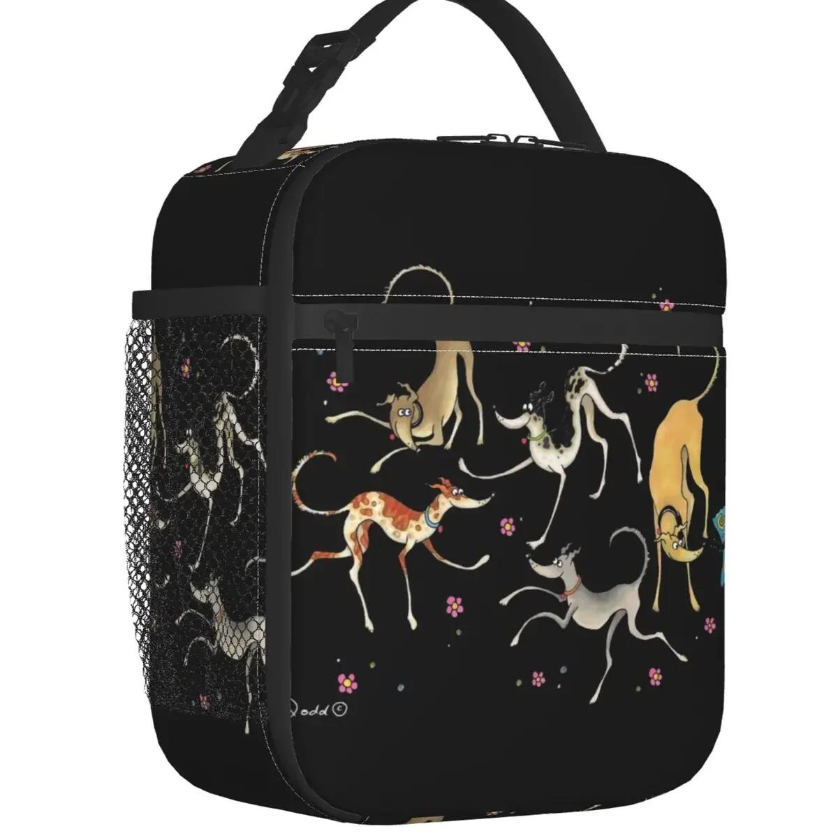 

Изолированная сумка для обеда Greyhound Whippet Dog для женщин, портативная, с рисунком борзой, термосумка-холодильник для пикника и путешествий 26x21x11CM розовый