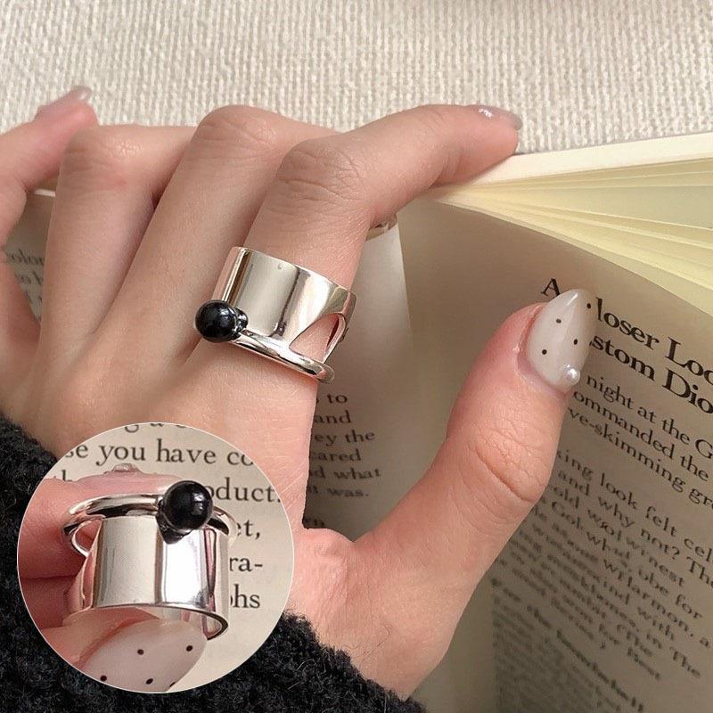 Korean Retro Geometric 925 Silver Plated Open Ring for Women