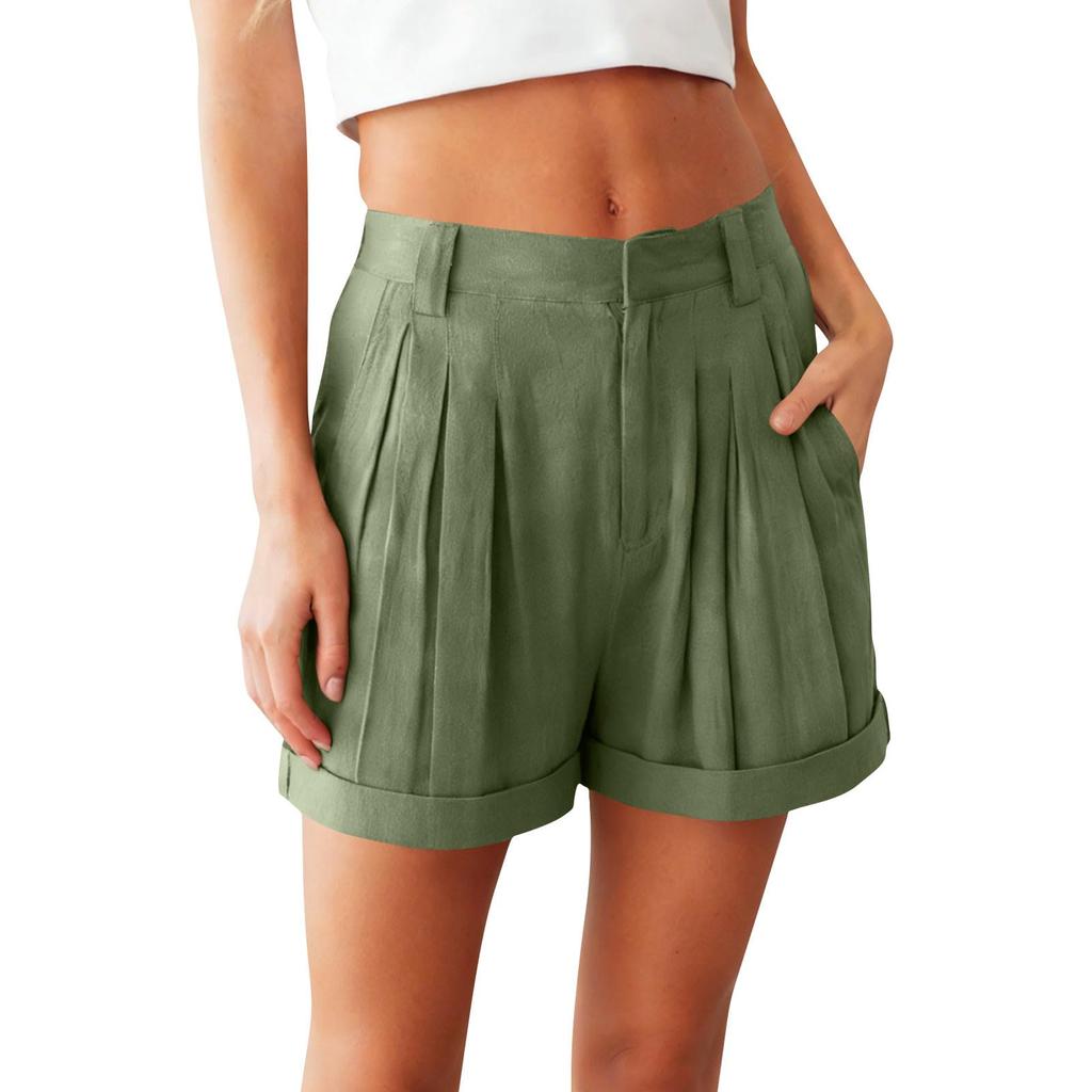 Sommershorts für Damen, lässig, hohe Taille, weiter Beinschnitt