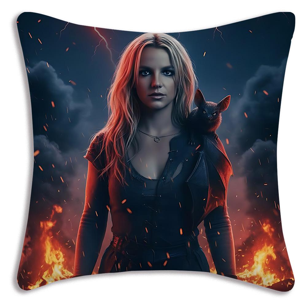 Star d-De Britneys-Spears Singer Pillow Covers Cartoon Sofa Decorative Home Double-sided Printing Short Plush Cute Cushion Cover