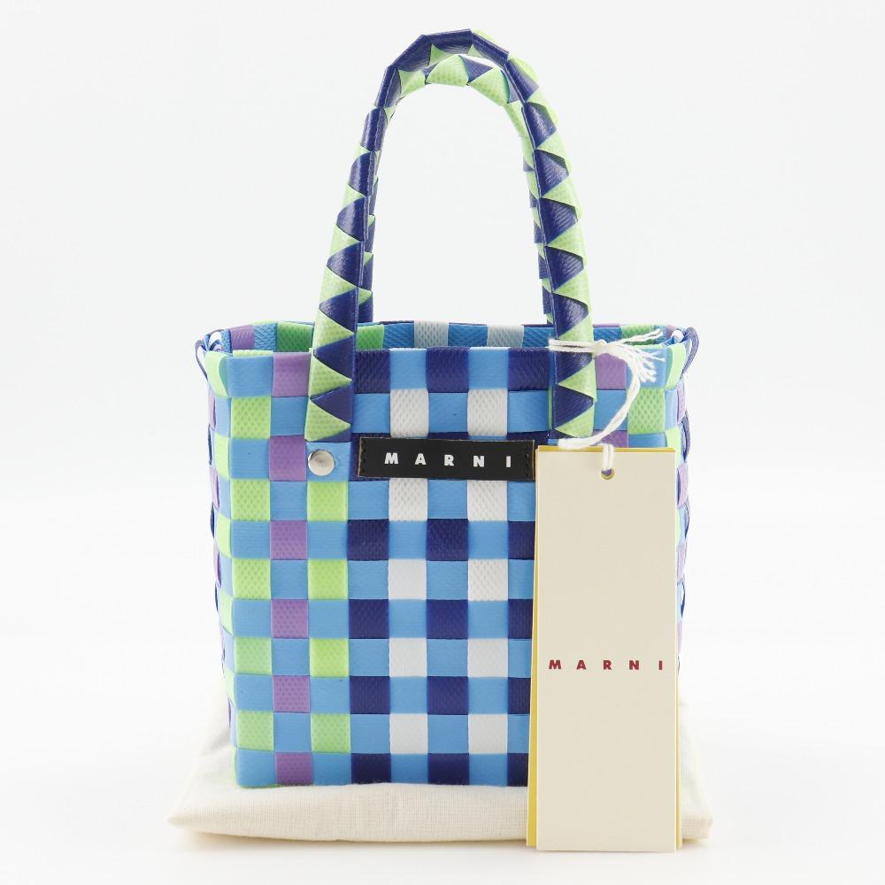 Marni Woven Micro Basket Handbag MW55F Basket Bag Blue / Multicolor Polypropylene Women Used