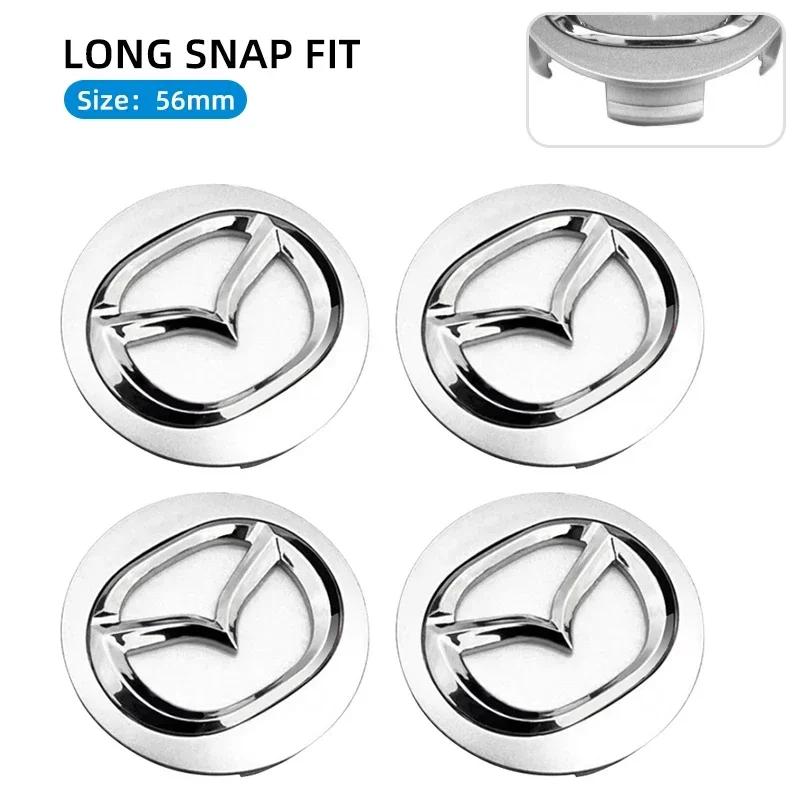 

4Pcs Wheel Hub Center Cover Long Leg 18MM 56MM ID53MM New models For Mazda 3 Atenza Axela CX-3 CX-4 CX-5 CX7 CX8 Gray Black срібний
