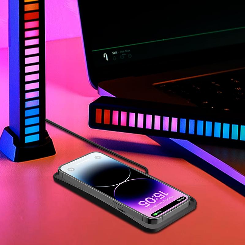 15W Fast Wireless Charging Pad Non-Slip Rubber Mat for Car Storage Lightweight USB-Powered Charger Compatible with Phone