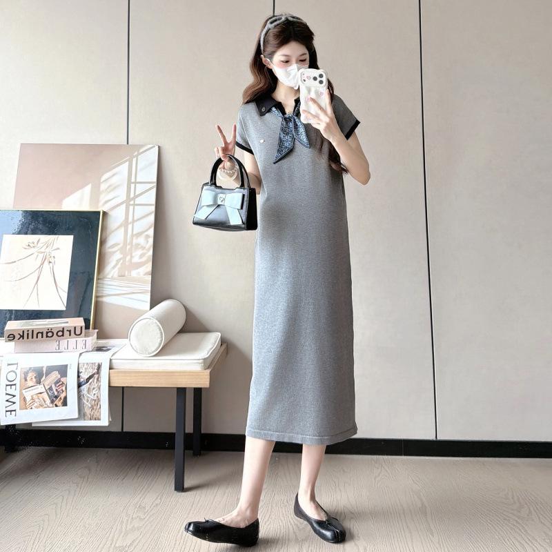 2026 Summer Fashionable Knitted Plus Size Maternity Dress - Casual and Comfortable Skirt 2XL
