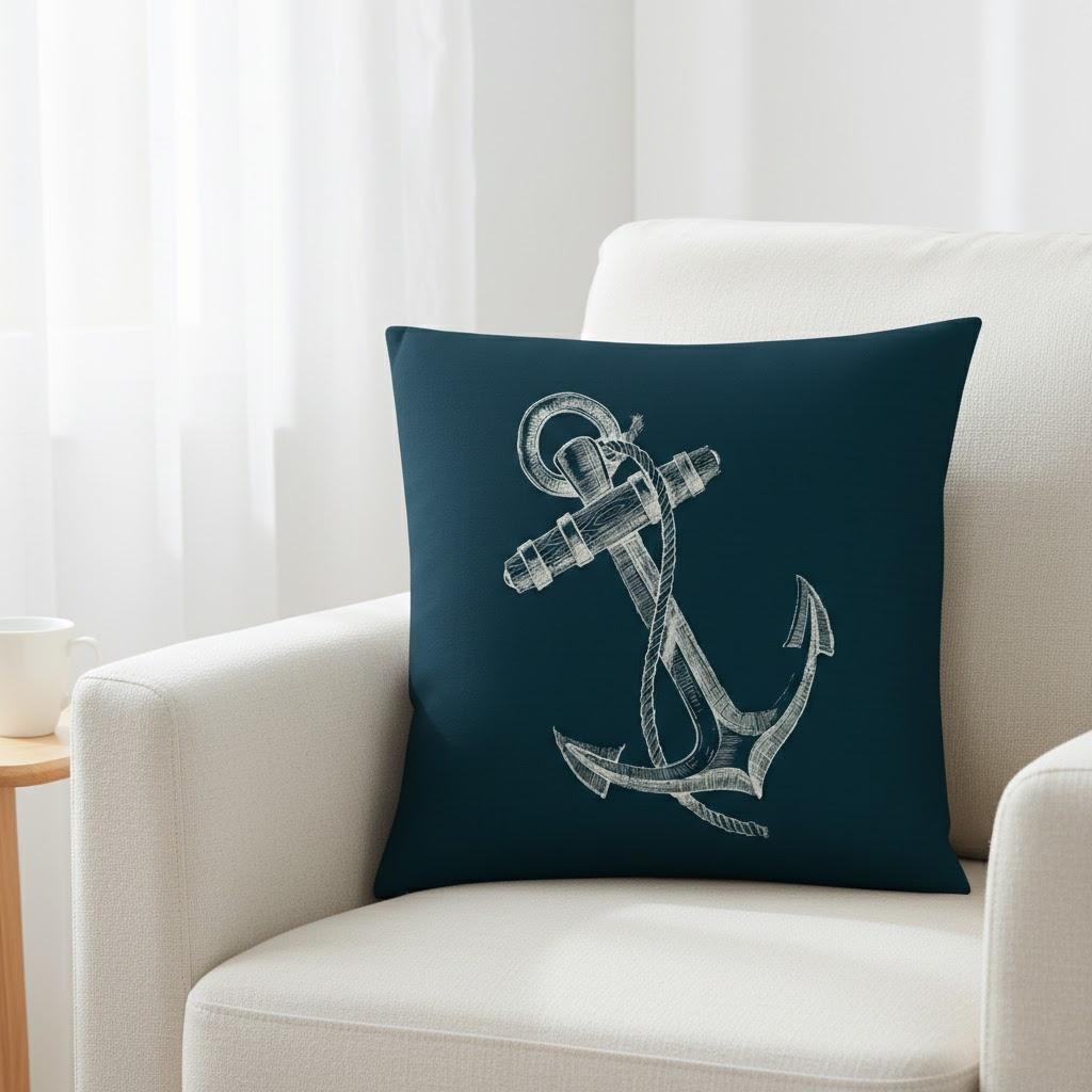 

Linen Pillow Cover 45x45cm Nautical Marine Decorative Cushion for Home Decor Coastal Style