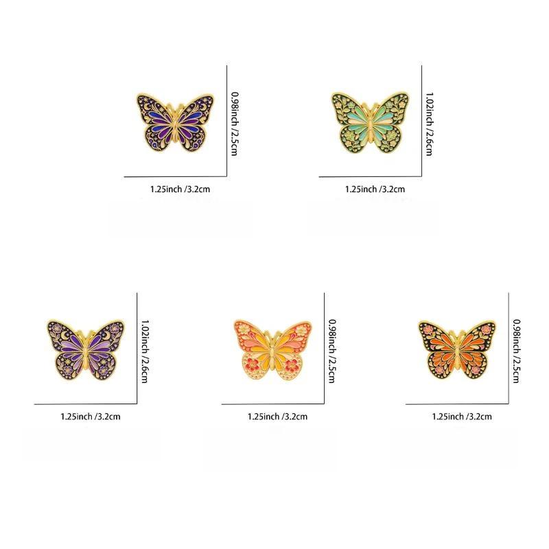 1/5Pcs Moon Star Pattern Brooch Vintage Floral Butterfly Enamel Pin Set For Coat Collar Lapel Pins Metal Badges Jewelry Gift