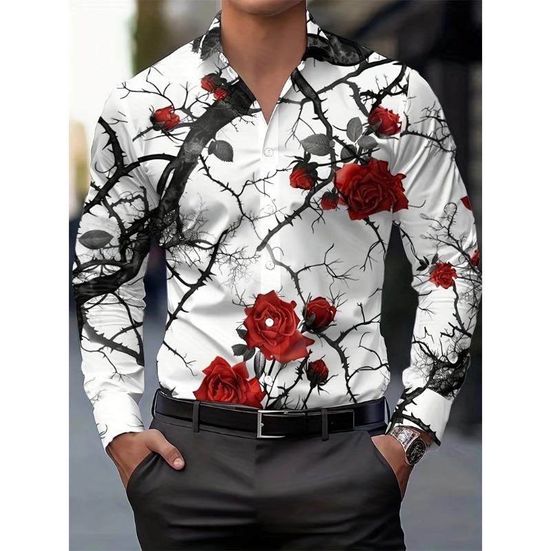 Men's shirt 3D butterfly print long sleeved shirt street button clothing fashion designer casual shirt