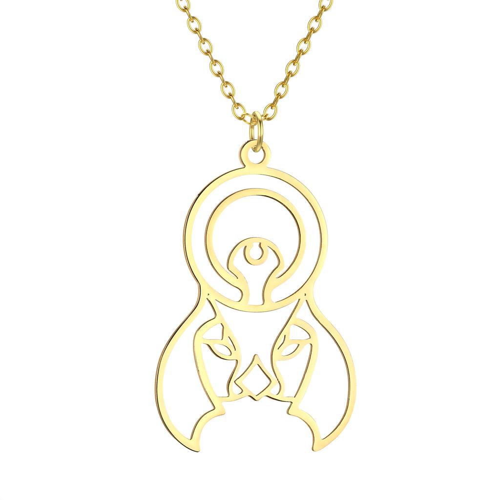 Kinitial Cactus Saturn Planet Infinity Lips Bird Landscape Sun Mountain Stainless Steel Pendant Necklace For Women Jewelry Gift