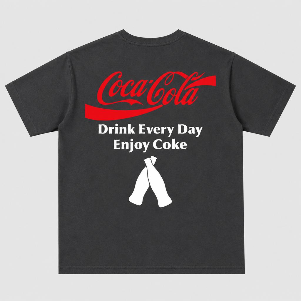 Vintage Unisexs Tshirts American Streetwear Aesthetic Cocacola Classic Bottle Print Breathable Cotton Unisex Crew Neck Tshirt