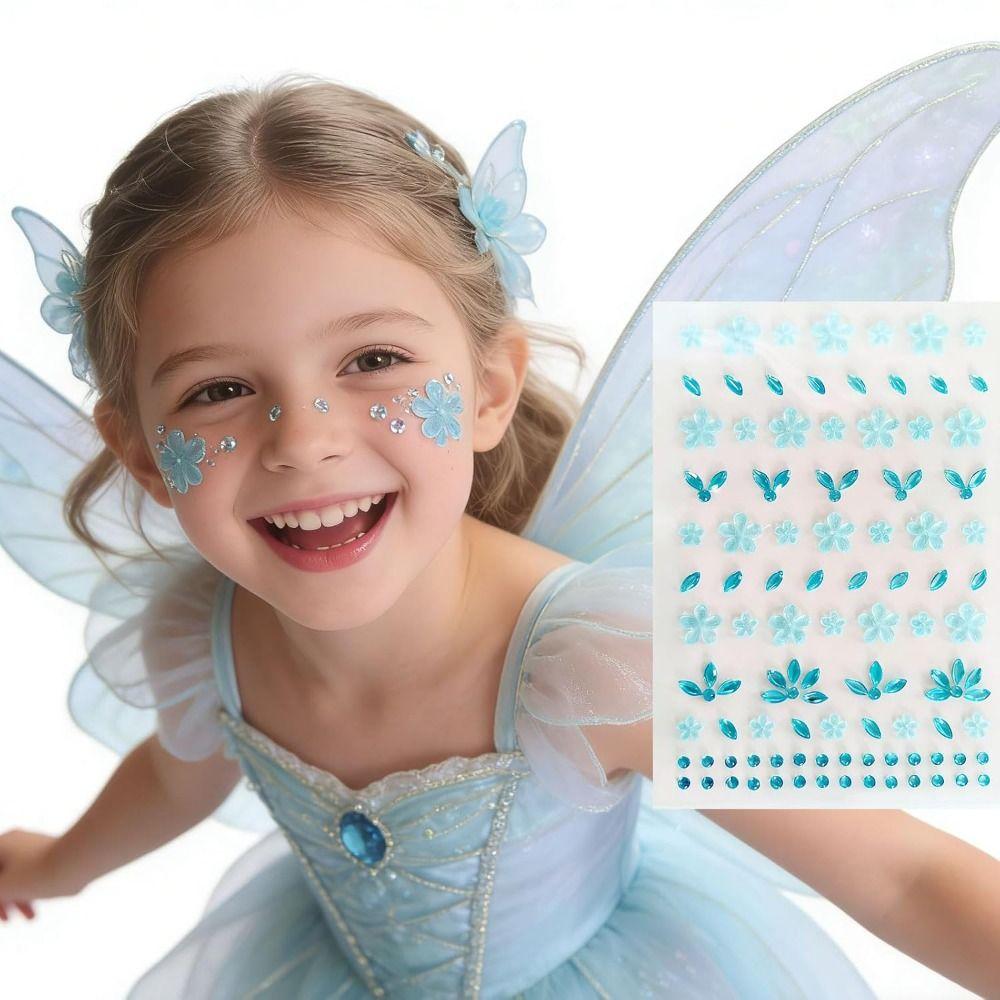 Self-Adhesive Rhinestones Face Gems Sticker Flower Makeup Decoration  for women and girls