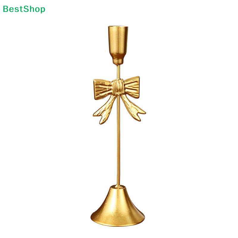 Gold Bowknot Candle Holders - Elegant Metal Taper Candle Stands for Wedding/Table Decor (Assorted Heights)